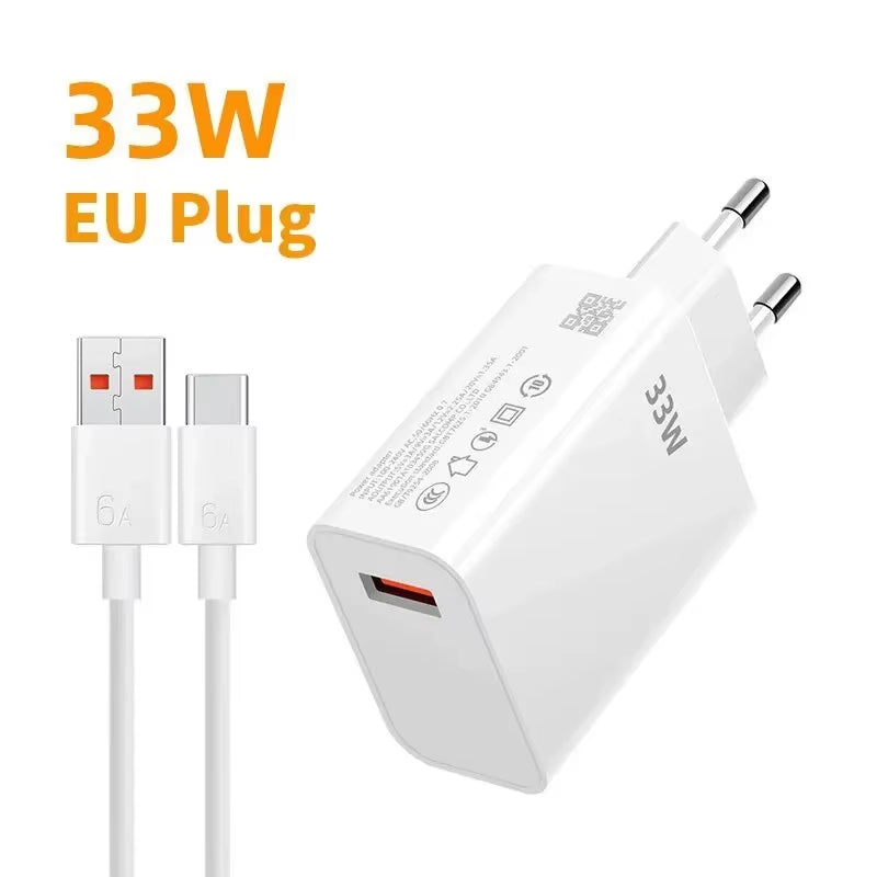 USB Type C Charger Fast Charging Mobile Phone Power Charger Adapter for Xiaomi Huawei Samsung Phone Charger with Cable Charge