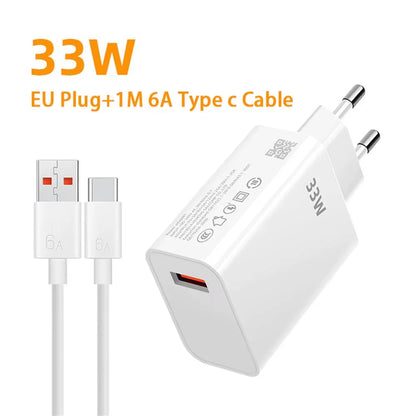 USB Type C Charger Fast Charging Mobile Phone Power Charger Adapter for Xiaomi Huawei Samsung Phone Charger with Cable Charge