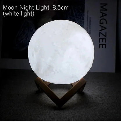 D5 Starry Moon Lamp 8Cm - LED Night Light with Stand, Perfect for Bedroom Decor and Gifts