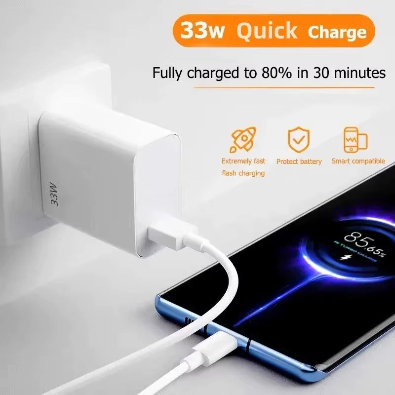 USB Type C Charger Fast Charging Mobile Phone Power Charger Adapter for Xiaomi Huawei Samsung Phone Charger with Cable Charge