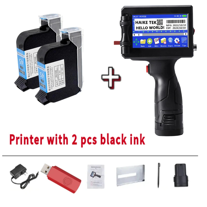 12.7MM Portable Handheld Inkjet Printer Production Date Barcode Label Coding Machine Batch Number QR Permanent Quick Drying