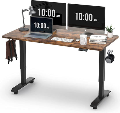 Electric Standing Desk, Height Adjustable Desk 55X 24 Inches, Ergonomic Home Office Sit Stand up Desk with Memory Preset Controller (Black Frame/Rustic Brown Top)